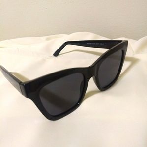 Zara Sleek Angled Black Acetate Sunglasses
